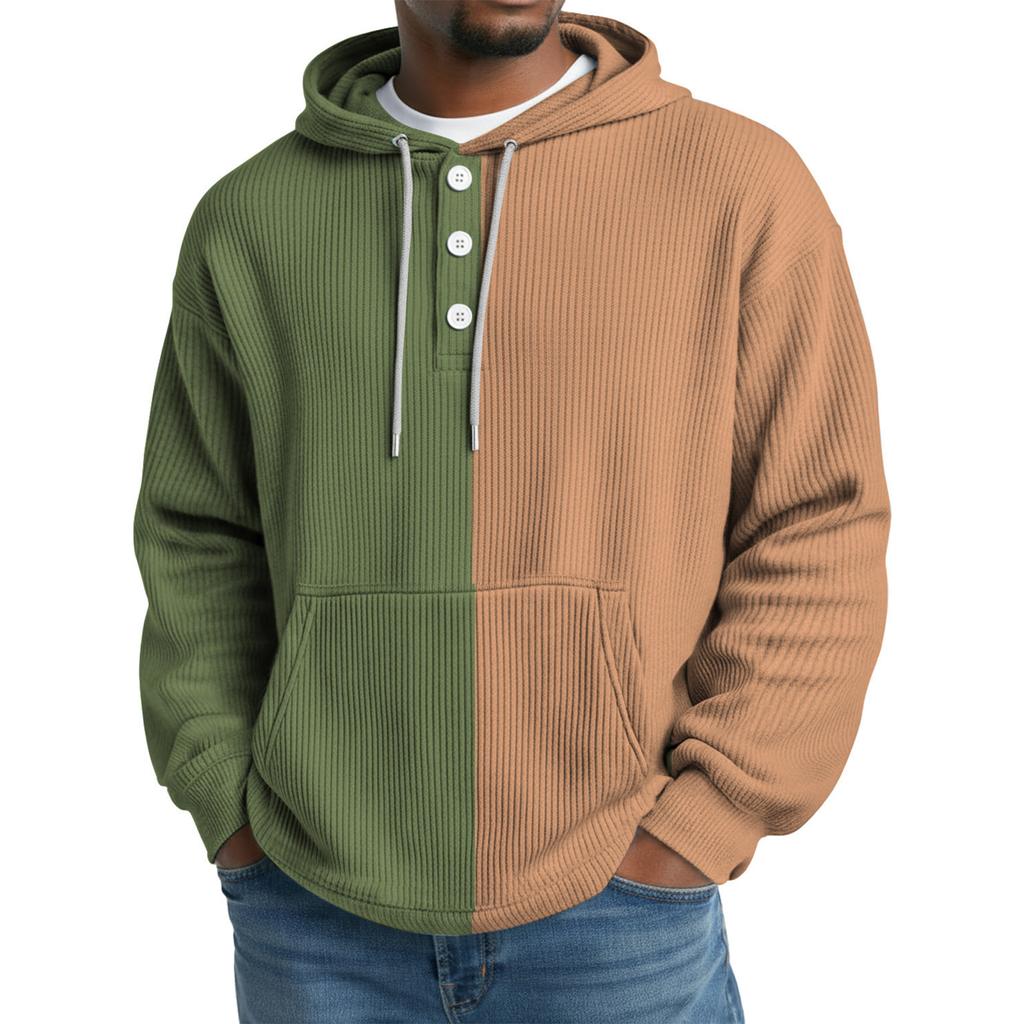 Men's Leisure Loose Three Clicks Color Clashing Hooded Hood Hoodie