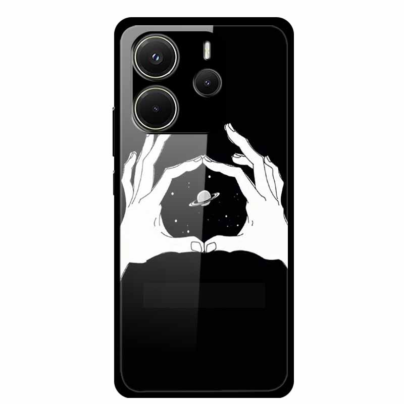 For Redmi Note 14 4G Phone Case Note14 Coque Hard Tempered Glass Back Cover For Xiaomi Redmi Note 14 5G Case Shell Soft Bumper