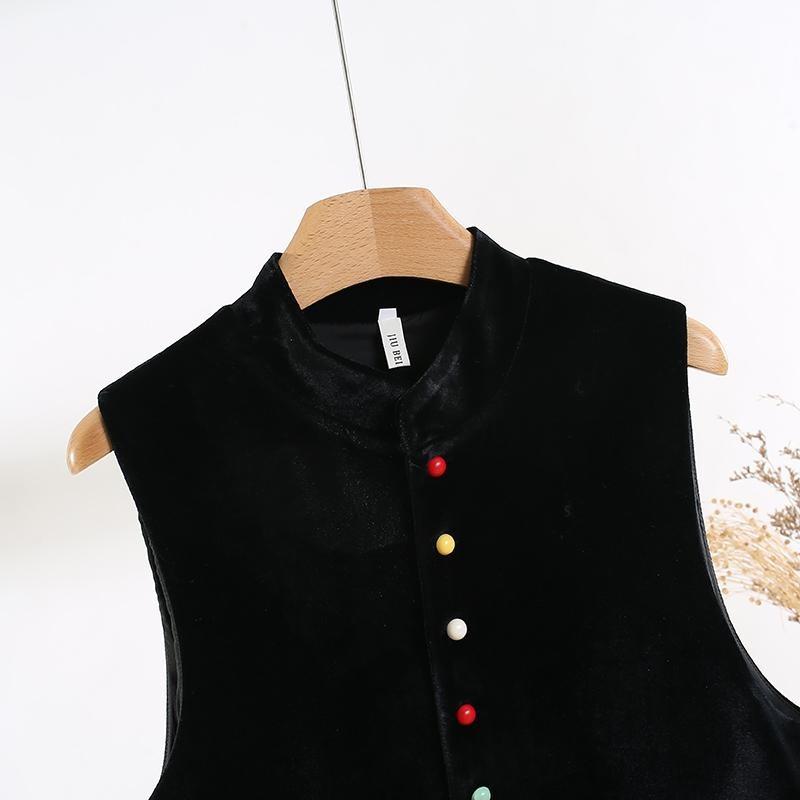 Vintage Dopamine Vest Women's Solid Color Stand-up Collar Sleeveless Vest Spring Wear Top Vest