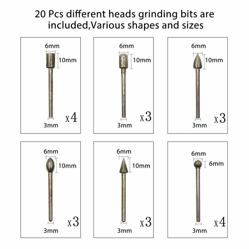 20pcs/set 120 Grinding Cutting Engraving Drill Bit Set For Dremel Rotating Tool