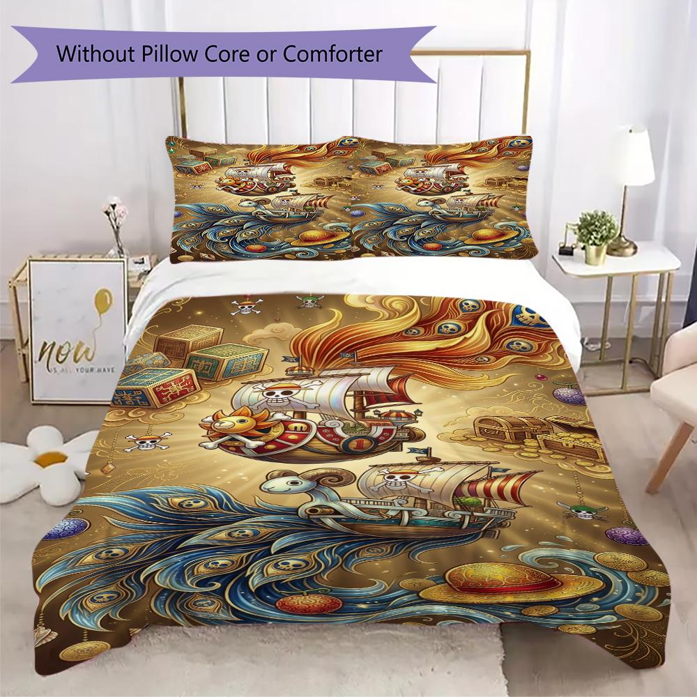 Anime One Piece Pillowcase & Duvet Cover Set Patterned Bedding for Room Decor Perfect Gift for Anime Fans.-Xin
