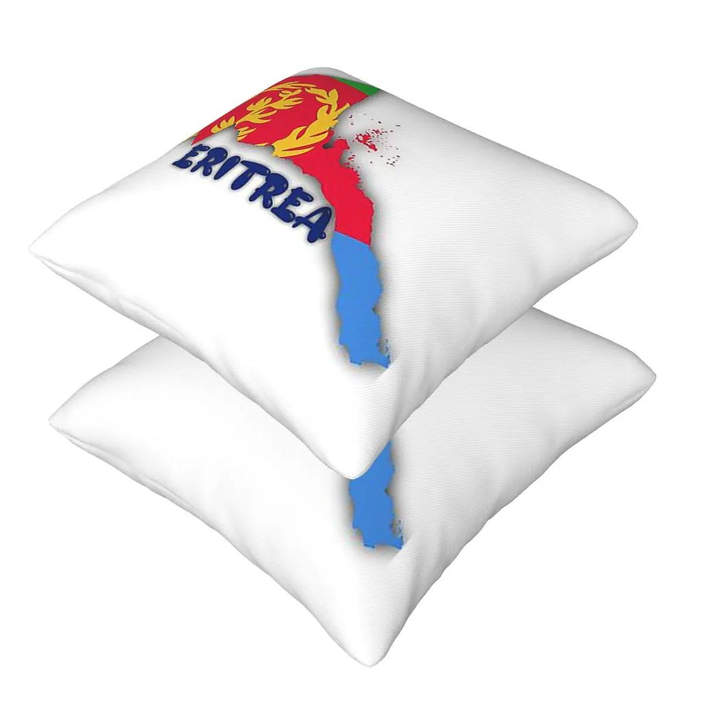 Vlag van Eritrea 2 Stuks Vierkante Kussensloop Kussenhoes Kussen Rits Decoratief Comfort Plaid Kussen Voor Huisbank