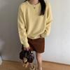 Korean Style V-neck Sweater for Women - Autumn/Winter 2025 Collection, Loose Fit, Solid Color, Versatile Knit Base Layer