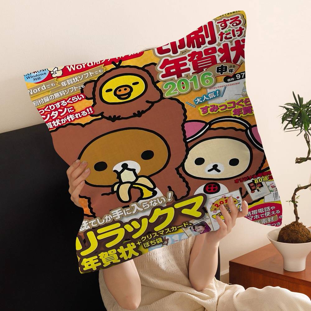 Мультяшная наволочка Rilakkuma Декоративная наволочка для подушки Чехол для подушки с принтом Для дивана 30cmx30cm