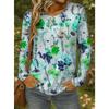 Tops for Women Floral Print Round Neck Long Sleeve T-shirt Fall Casual Slim Pullover Women's Long Sleeve Top