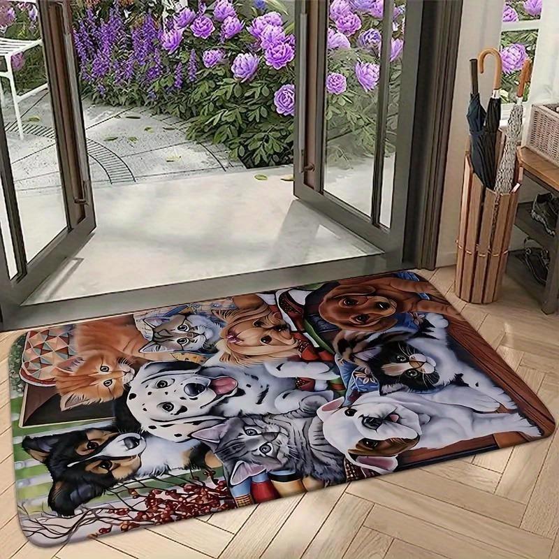 1PC Playful Pets Collection Kitchen Rug Non-Slip Door Mat Pop design Bathroom Rug Bath Mat Carpet for Home Sink Laundry Decor