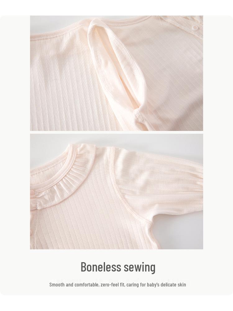 Lace Collar Romper for Newborn Girls - Summer Long Sleeve Pajamas for Air Conditioned Rooms