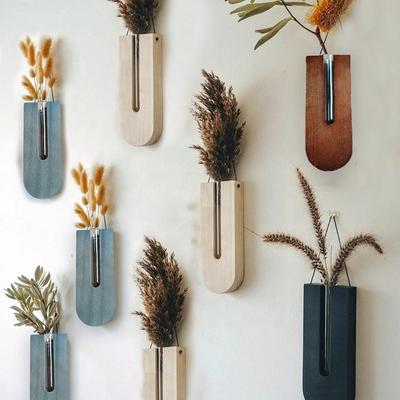 Wood Wall Hanging Vase Art Wooden Vase Wall Decoration Creative Flower Pot Plant Flower Shelf Rack Living Room Home Decor