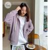 Women's Korean Style Waffle Knit Hooded Jacket (Spring/Autumn) - Slimming, Loose Fit, Plus Velvet, Zipper Cardigan Top