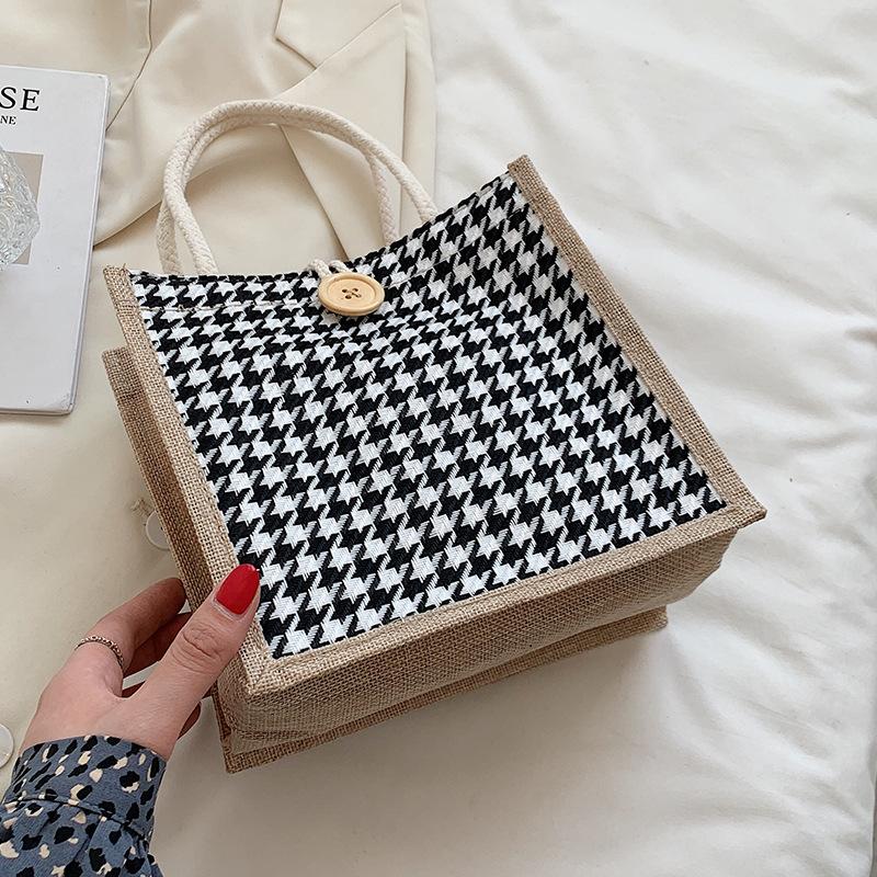 

Сумка-тоут Lines для женщин, модная корейская корзина для овощей, сувенирная подарочная коробка, льняная упаковочная сумка, универсальная сумка