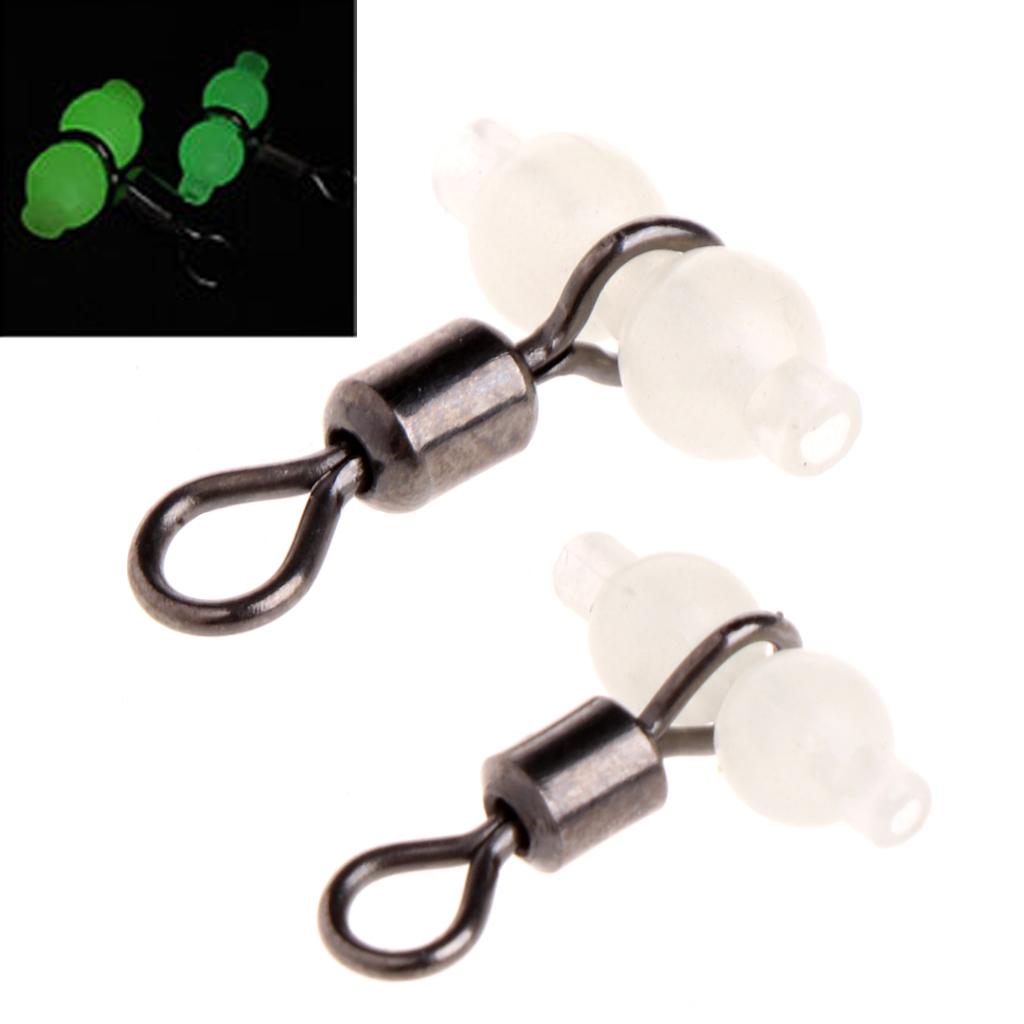 10Pcs 3 Way Luminous Fishing Rolling Swivels Connector Sea Tackle Hook Connector