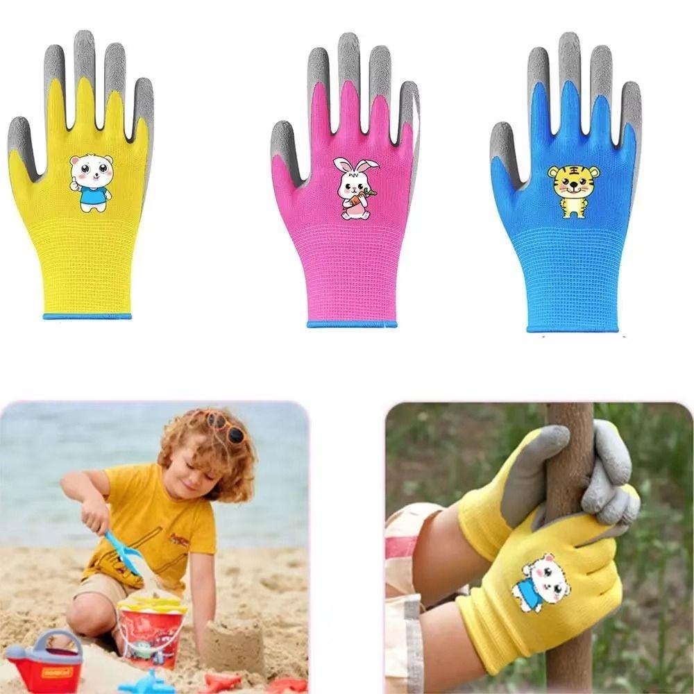 Breathable Kids Garden Gloves Latex Coated Children Protective Gloves Garden Work Gloves  For Kids