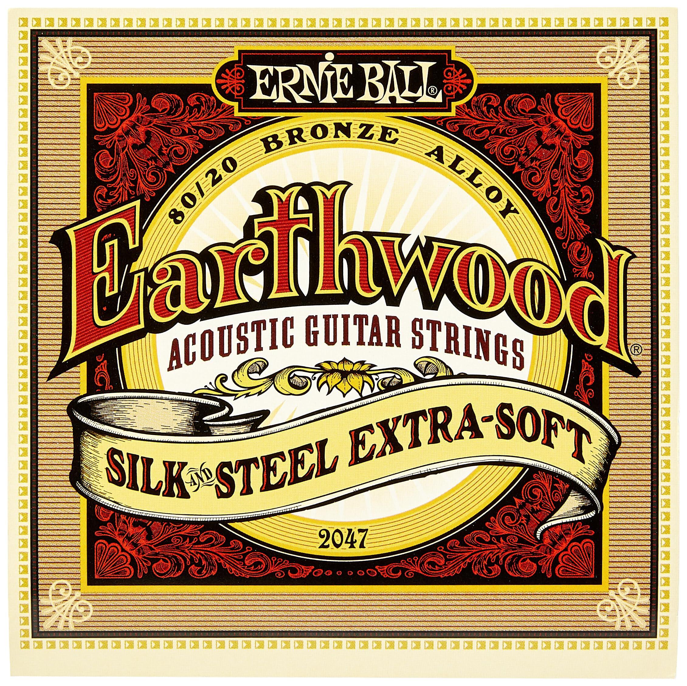 

[Authentic] ERNIE BALL 2047 Acoustic Guitar Strings (10-50) Earthwood Silk & Steel 8020 Bronze Extra Soft