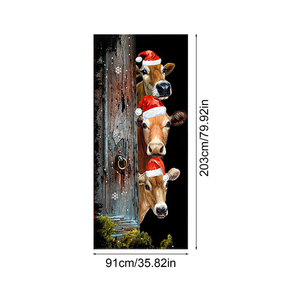 Christmas Front Door Covers New Year Outdoor Door Cover Decoration Christmas Party Front Door Background Decoration Supplies