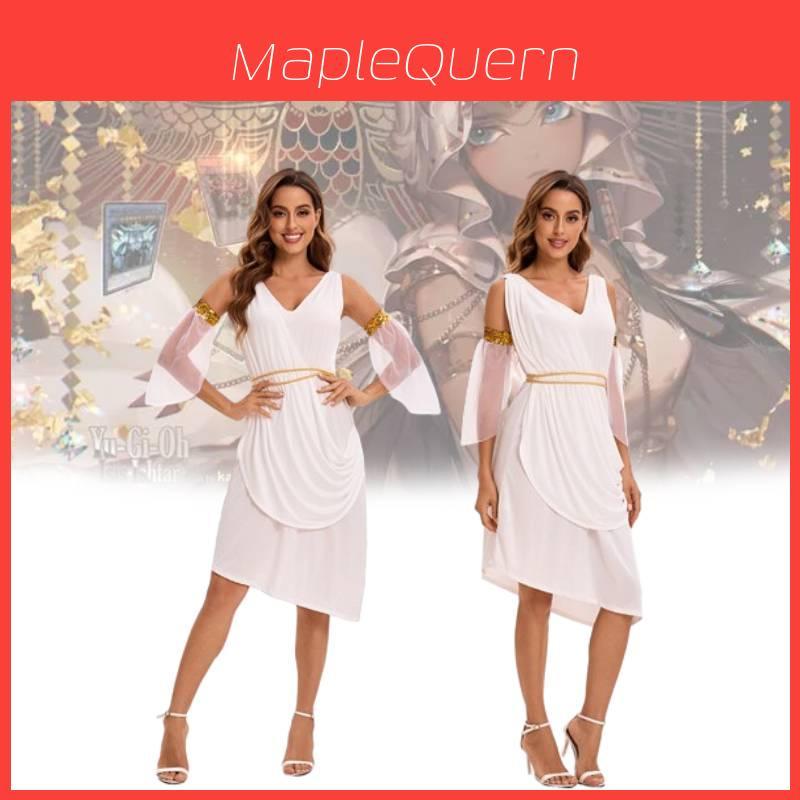 Elegant 2024 Egyptian Goddess Cosplay Dress Polyester Costume For Women