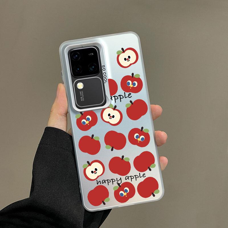 For Samsung Galaxy S25 S22 Ultra Plus S21 FE S24 S23 Ultra Plus FE Laser Phone Case Cartoon Animal Cute Apple Cat Back Covers