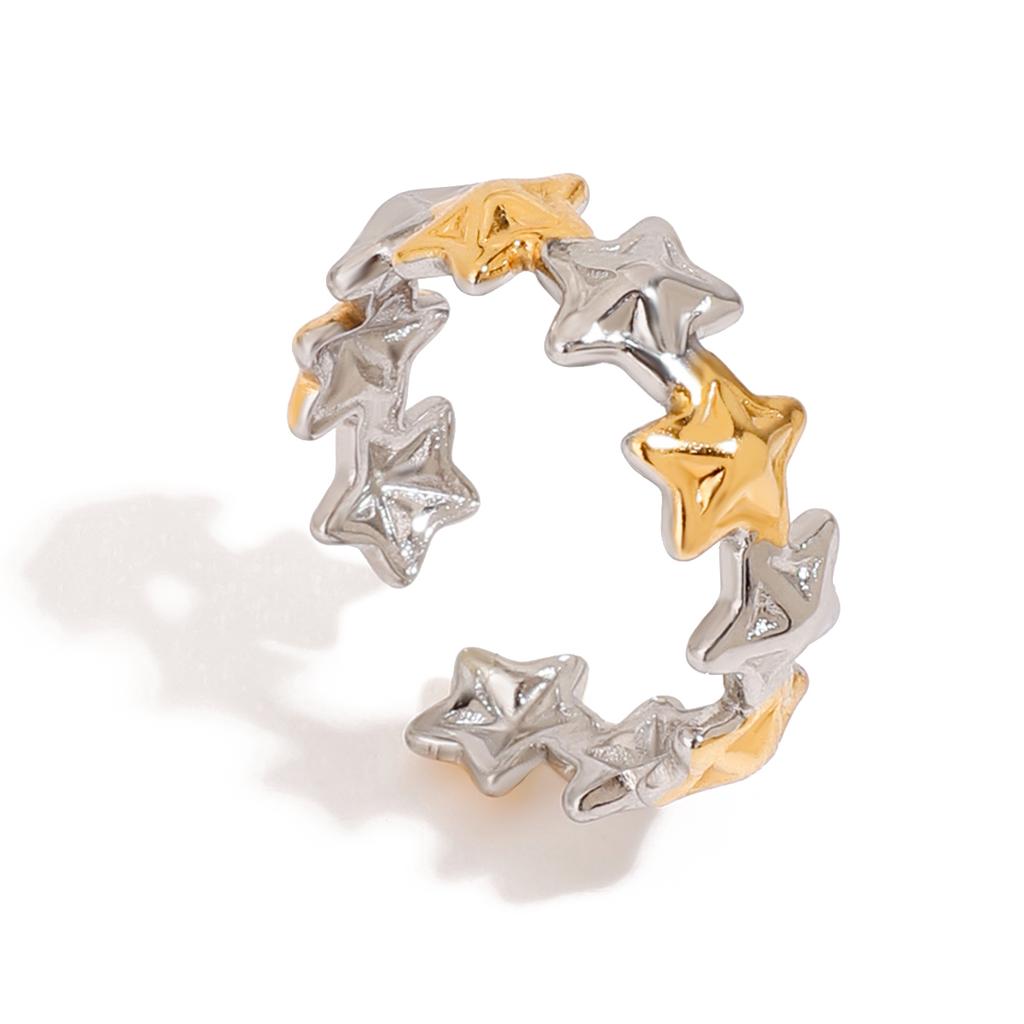 Yori High Quality Stainless Steel Star Adjustable Open Ring Rust Proof 18K PVD Plated Personalized Trendy Charm Finger Jewelry 2