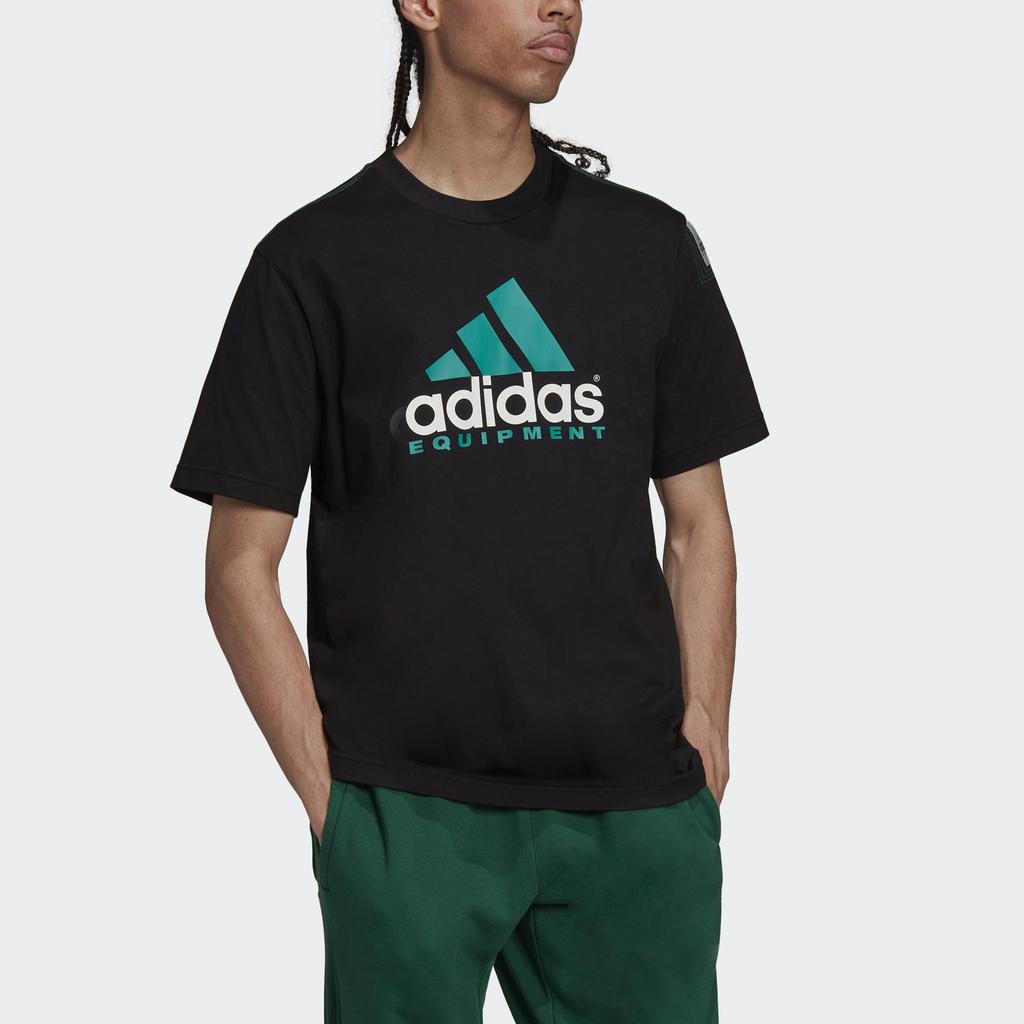 Adidas Herren T-Shirt mit großem Logo-Print, Rundhalsausschnitt, Schwarz HG8099