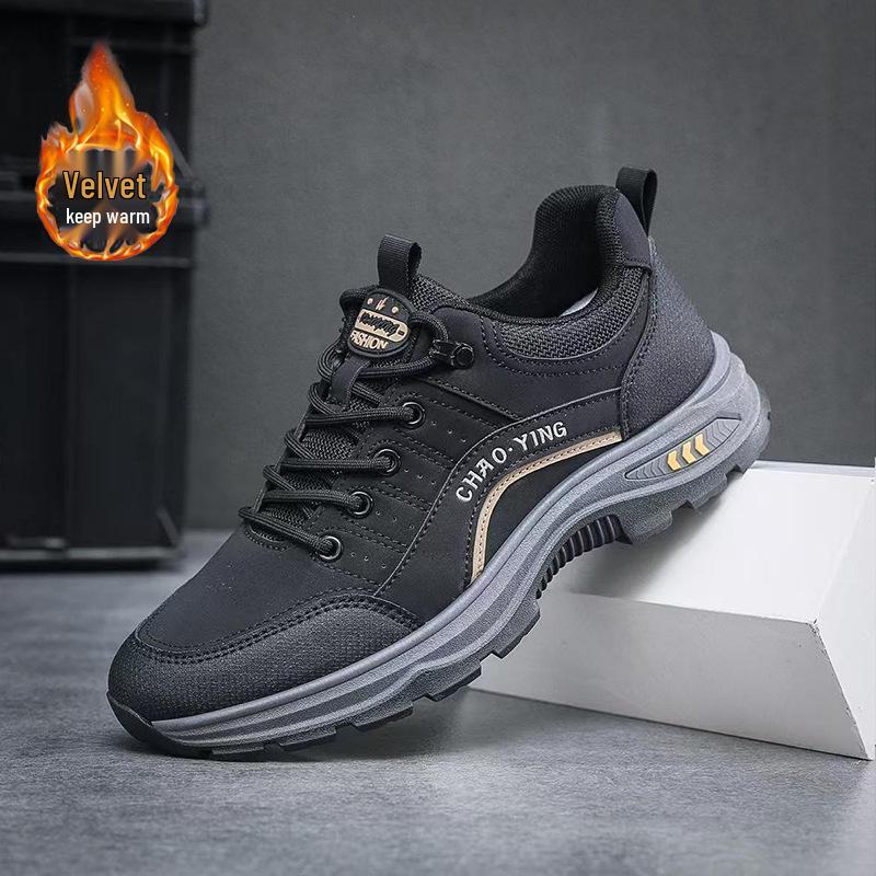 Men's Leather Hiking Shoes - Soft Sole, Versatile, Casual, Thick Sole Running Shoes for Spring and Autumn
