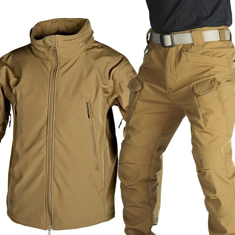

Musketeers OTS Soft Shell Suit Men s Outdoor Windproof Waterproof Wear-resistant Coat With Velvet Military Color Clothes M хакі