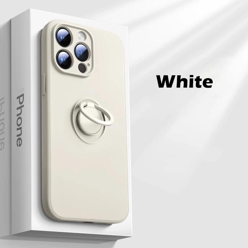 Luxury Liquid Silicone Magnetic Ring Holder Case For iPhone 15 14 13 12 16 Mini 11 Pro Max X XR XS Max Plus Lanyard Cover