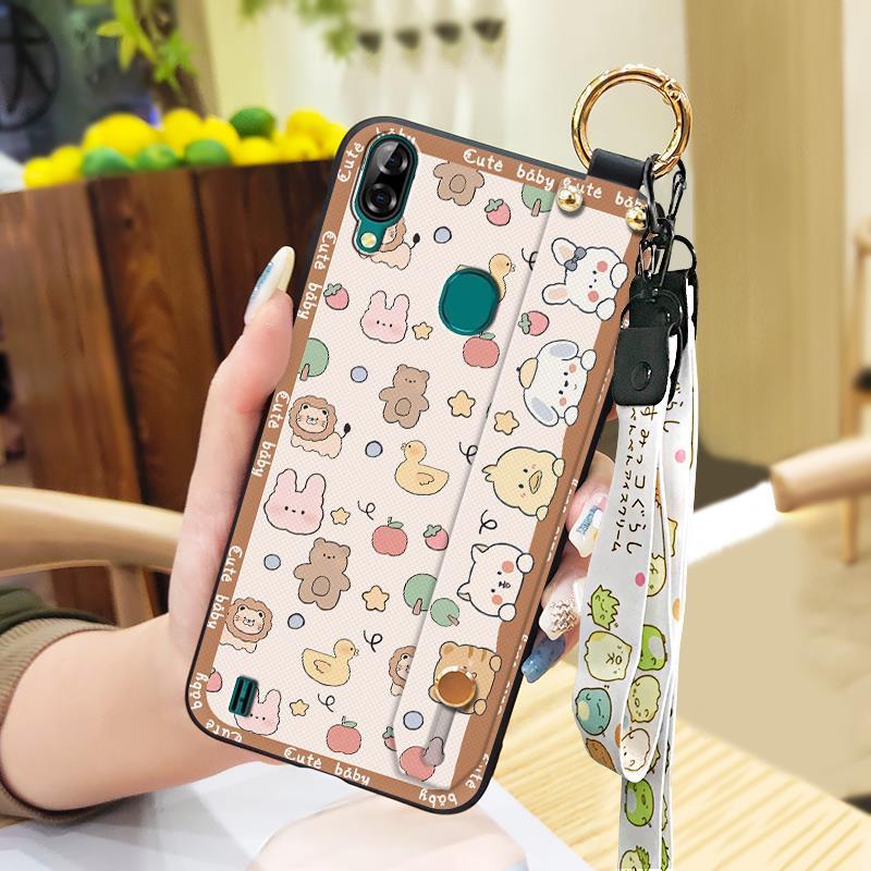 Kickstand Fashion Design Phone Case For Blackview A60 Pro Dirt-resistant Wrist Strap Anti-dust Shockproof Silicone Ring