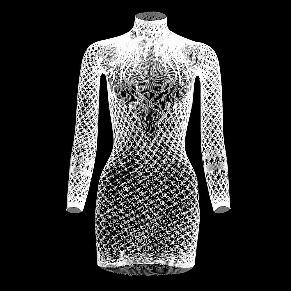 Dame Sexy Mesh Fishnet Mini Kjole One Piece kjoler Bodysuit Undertøy Dame Se Through Backless Hollow Out Dress Undertøy Sexy Kostymer Plus Size