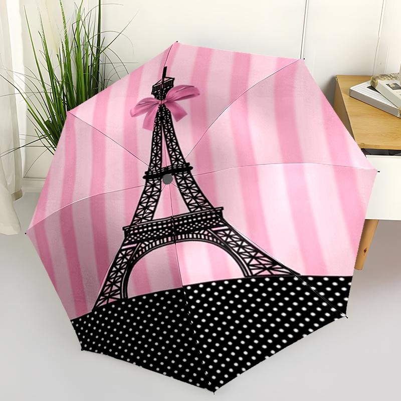 1PC Eiffel Tower Folding Umbrella Fashion Auto-Open Design 8 Iron Ribs Plastic Handle Foldable Sunshade Perfect Christmas Gifts