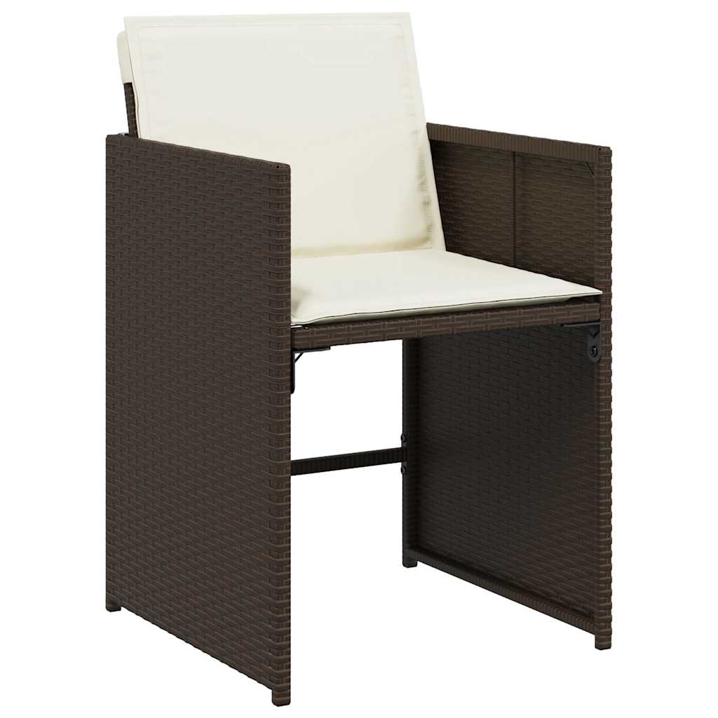 Vidaxl 9-Cz. Tuinmeubelset Met Kussens, Bruin, Pe Rotan