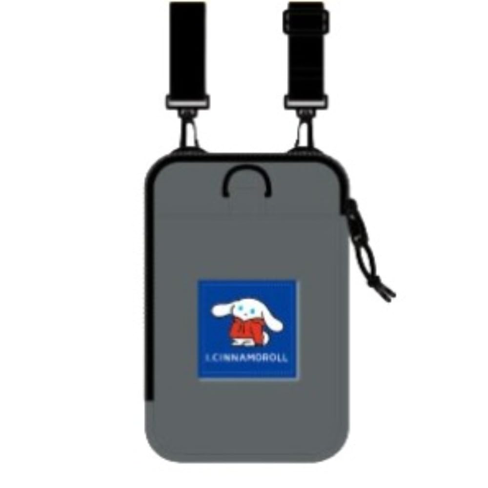 Shoulder Shoulder for Commuting To for Cute Character Gray [Sanrio] Bag, Smartphone, Pouch, L-shaped Zipper, 2-way, Compact, Work, School, Travel,