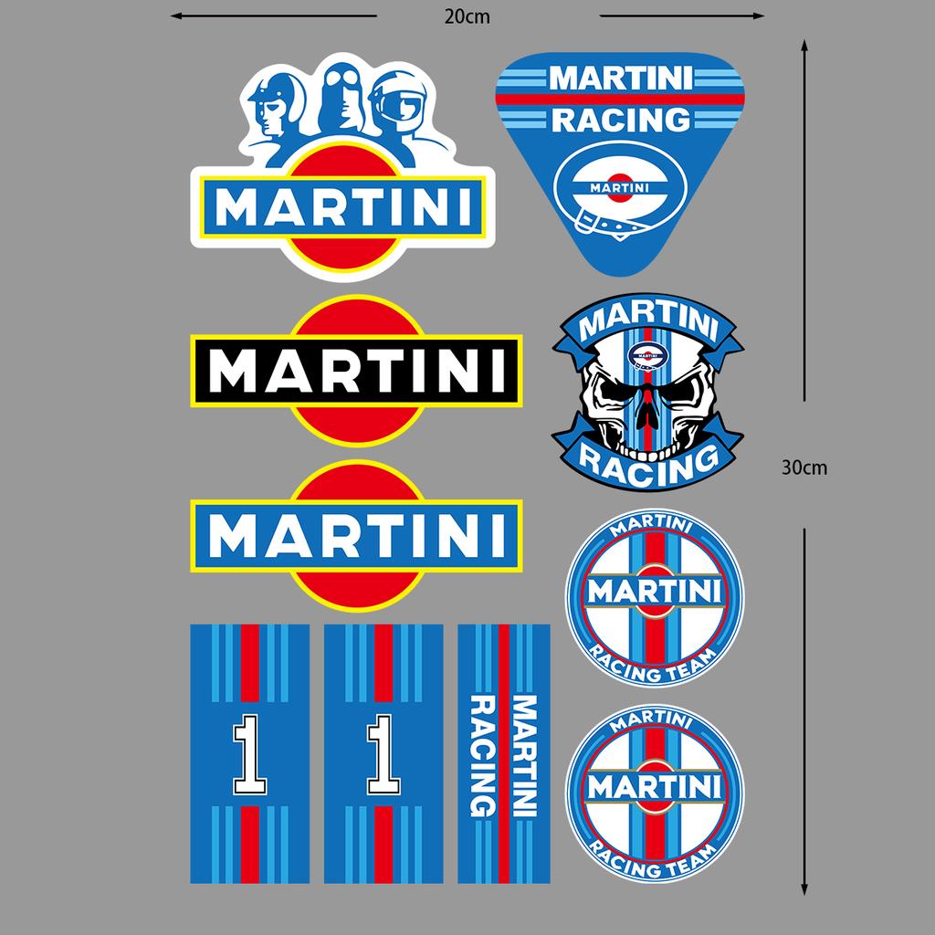 For MARTINI Stickers Motocross Racing Off-road Laptop Trunk Sticker Motorcycle Helmet PVC Decal for Love Old School LANCIA