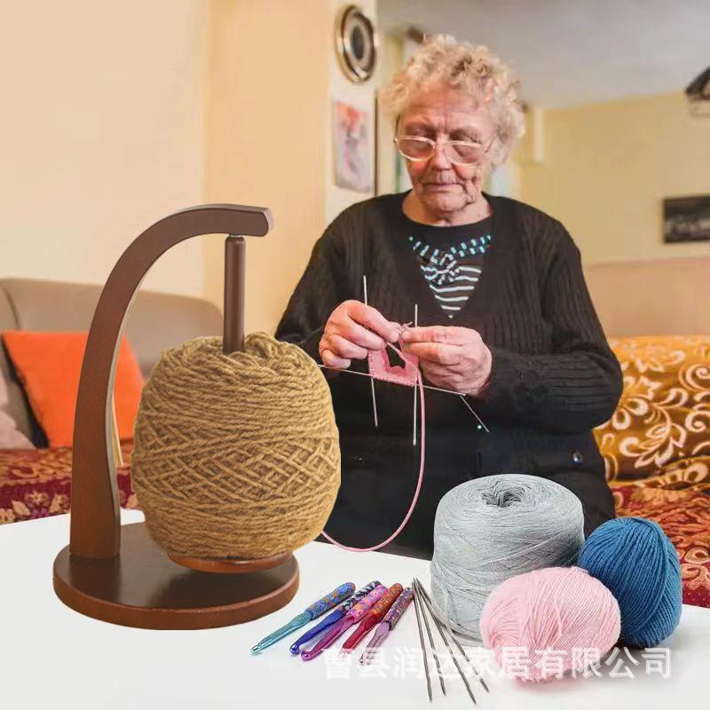 1pc Wooden Wool Organiser, Rotatable Bobbin Holder, Knitting Bobbin Holder, Wooden Bobbin Turning Tool