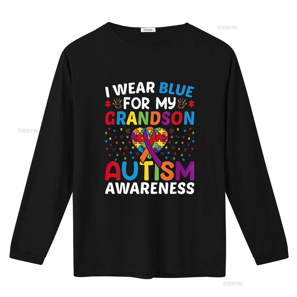 Autism Awareness Grandma Grandpa I Wear Blue For My Grandson T Shirt vintage Washed Soft Slightly streetwear Stylish homme