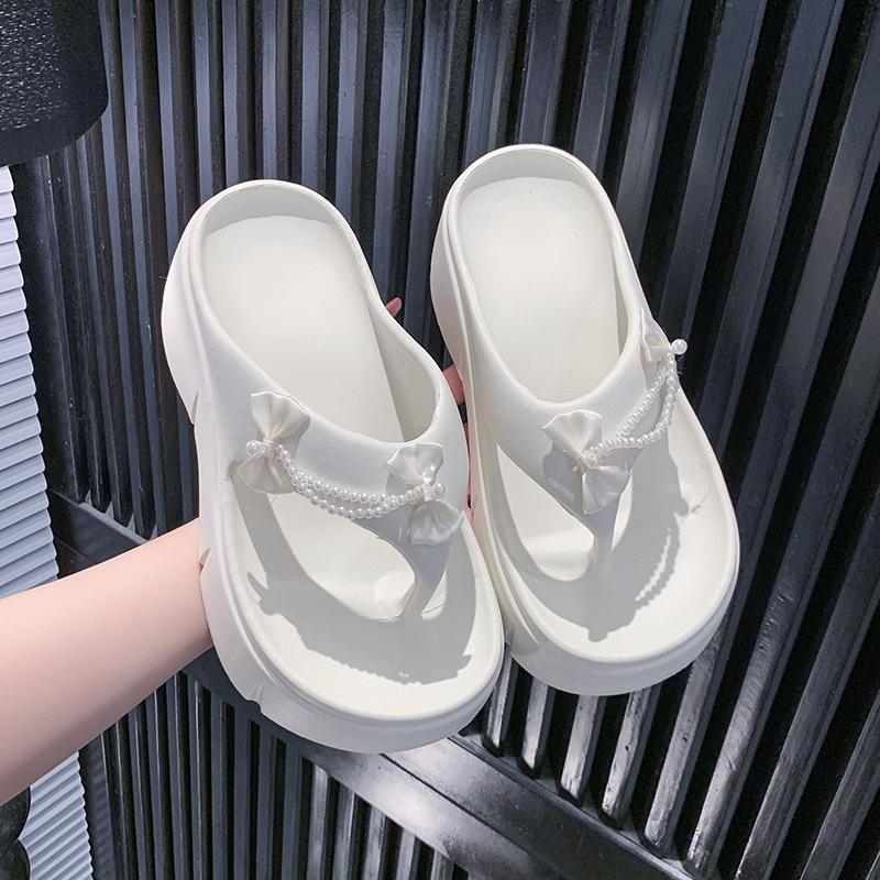 

Цепочка из бусин, однословные тапочки с юбкой, нежный темперамент, универсальные крутые тапочки, женские шлепанцы на толстой подошве с увеличением высоты 39-40 белый