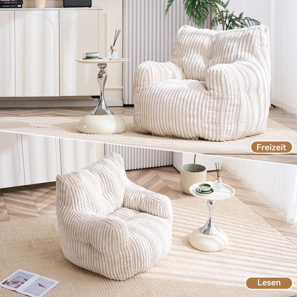 010-Soft Padded Foam Beanbag with Corduroy Cover, Beige