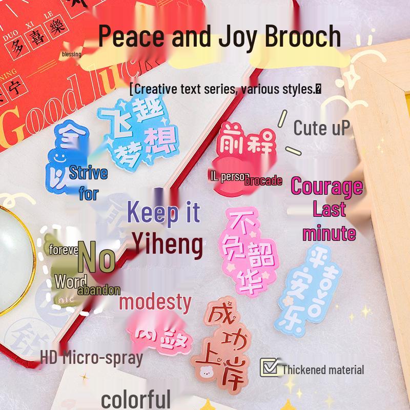 

Inspirational Peace & Joy Brooch: Portable Children s Acrylic Safety Pin Badge