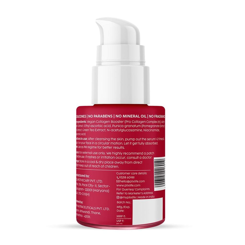 PLIX - THE PLANT FIX Pomegranate Collagen Bounce Serum (30ml) For Reducing Fine Lines & Wrinkles | Vegan Collagen Booster for Plump & Contoured Skin