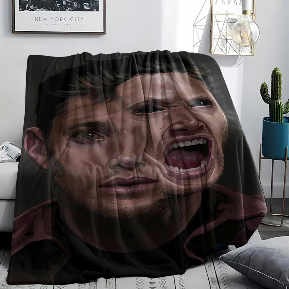 1PC Dean Winchester Print Flannel Blanket, High Quality All Seasons, Home Decor, Warmth and Comfort, Perfect for Christmas Gifts
