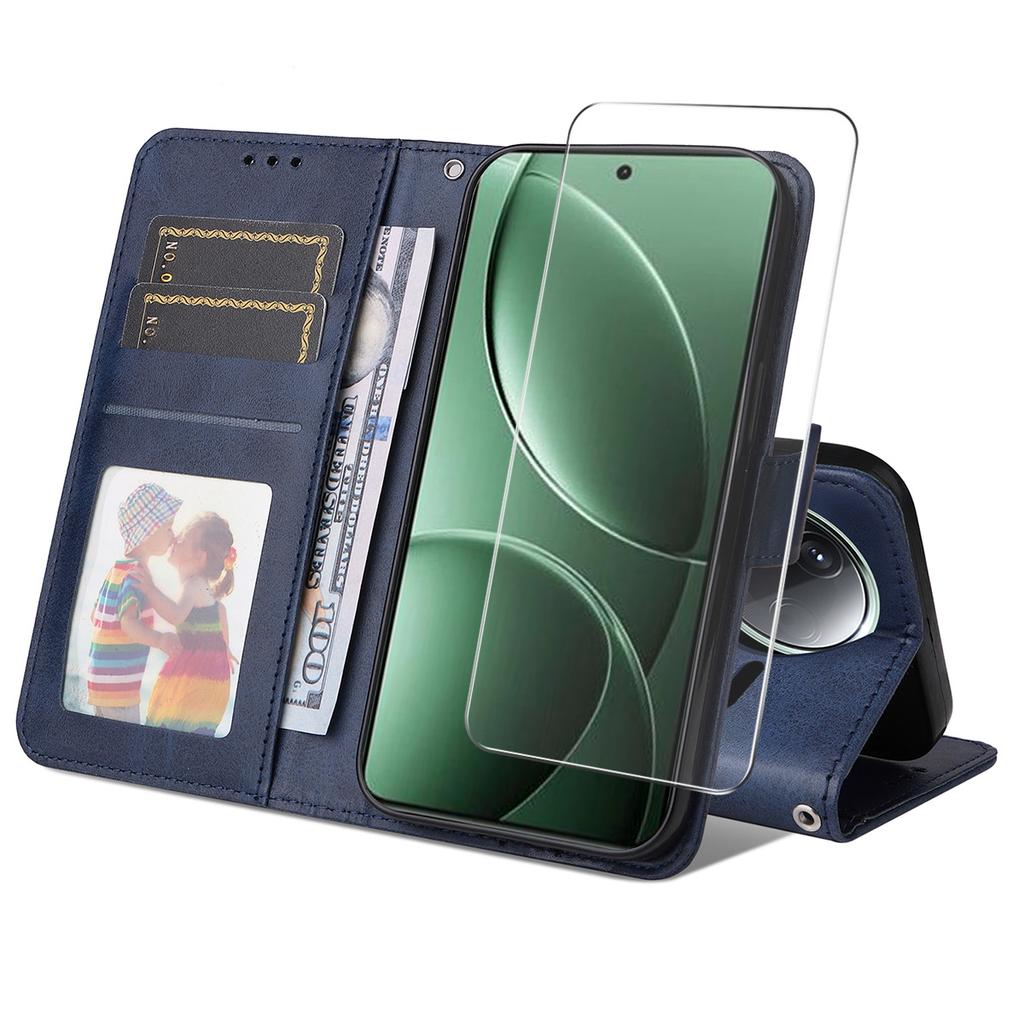 For Xiaomi Poco F7 Pro 5G/Redmi K80 5G PU Leather Wallet Case Phone Stand Cover with Tempered Glass