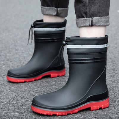 Mode Nieuwe Halve Kuit Regenlaarzen Heren Instappers Waterdichte Rubber Regenlaarzen Werk Modderlaarzen Warme Duurzame Antislip Laarzen Landbouw Vissen Kamp