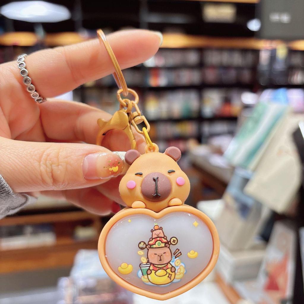 Glowing Capybara Night Light Keychain - Cute Cartoon Pendant