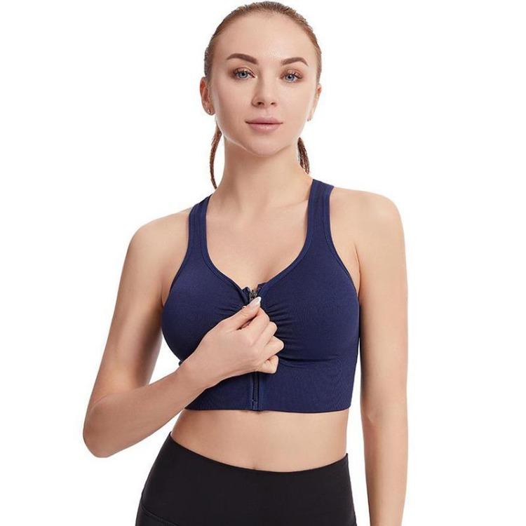Shockproof Zipper High Impact Support Sports Bra for Women Plus Size Workout Running Yoga Bodybuilding Top