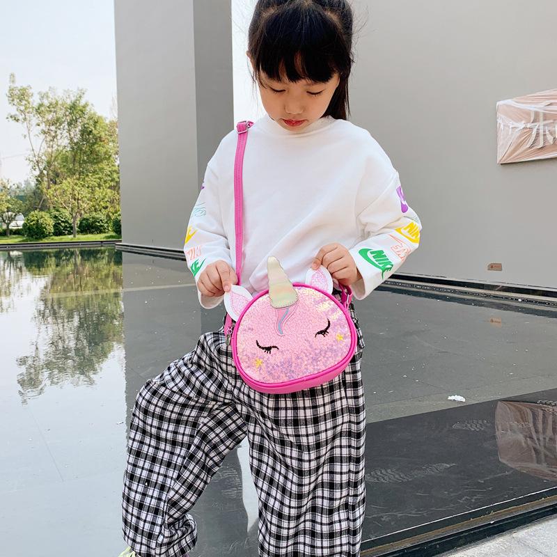 Iridescent Unicorn Cartoon Princess Crossbody Bag for Baby Girls