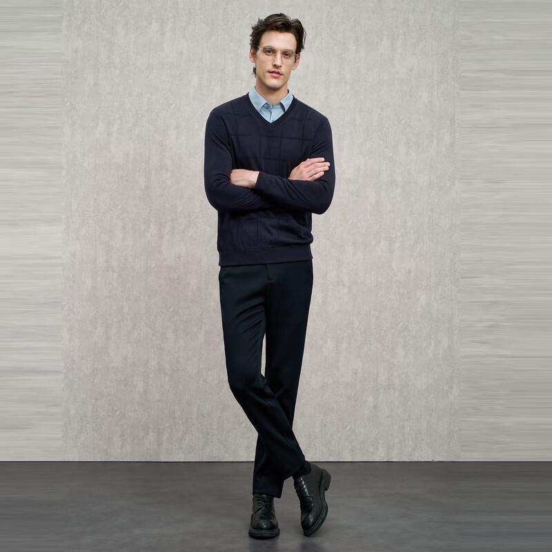 EMZ Erdos Men's Reversible V-Neck Wool Blend Sweater