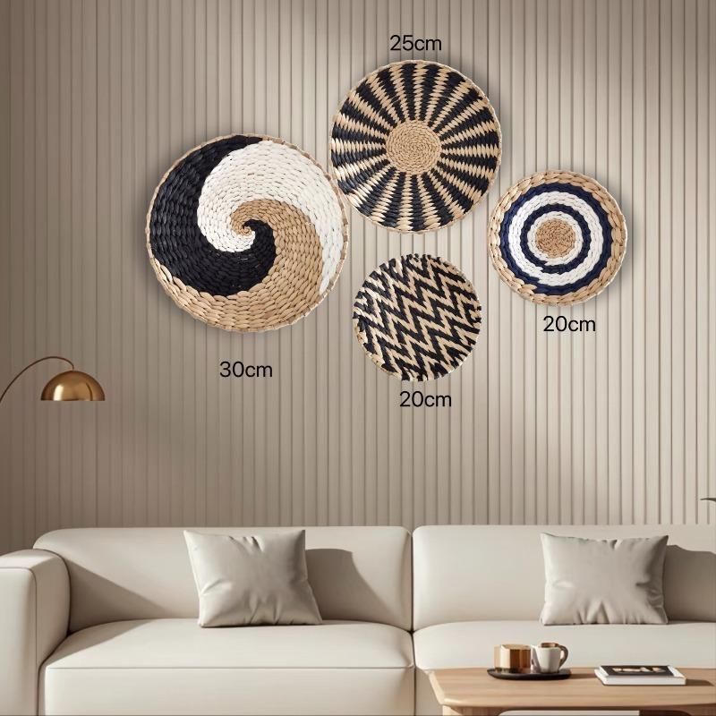 3/4/7pcs Bohemian Style Wall Basket Set Hanging Wall Basket Decoration Bohemian Style Wall Decoration Environmental Round Art