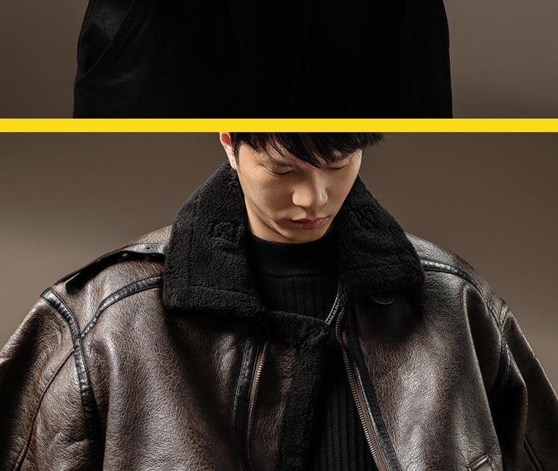 Men's Winter Retro Leather & Fur Lapel Jacket - Heavyweight Plus Velvet Warm PU Outerwear