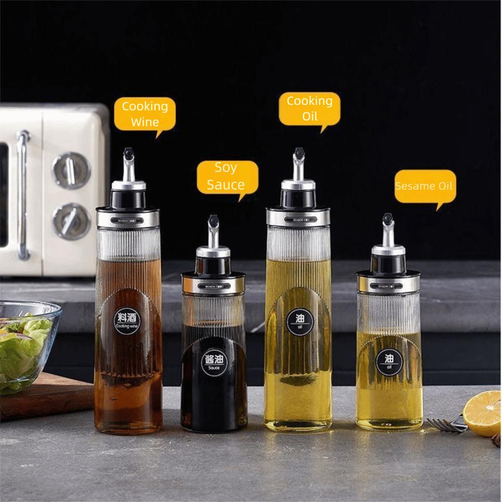 No-drip Pourers Liquid Seasoning Bottle Large Capacity Glass Oil Cruet Container  Cooking Oil