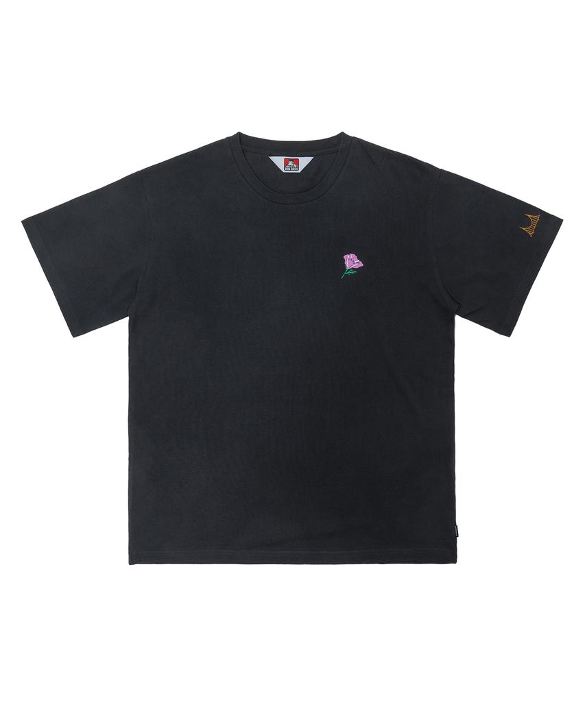 BEN DAVIS Original Rose Print Tee Charcoal