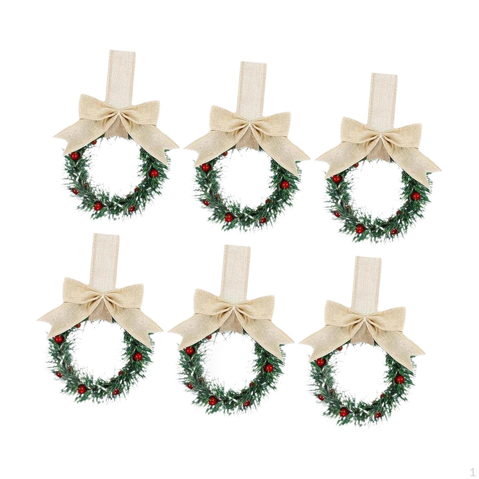 

6 шт. рождественские венки для шкафа искусственный венок входная дверь многоразовые подвесные гирлянды для праздника White