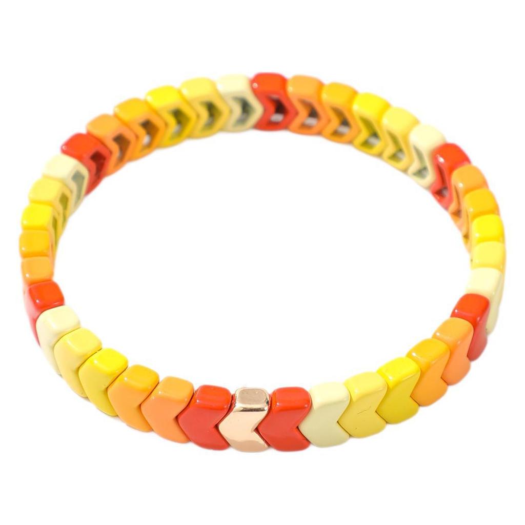 Trendy Gradient Rainbow Enamel Bracelet with Geometric Arrow Design for Women